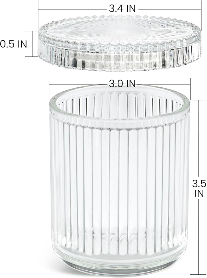 2 Pack Qtip Holder - Apothecary Jars with Lids, Bathroom Organizers and Storage Canister for Cotton Balls,Swabs,Floss Picks,Hair Ties,Clear Glass Vintage Bathroom Decor Jar Set (Clear)