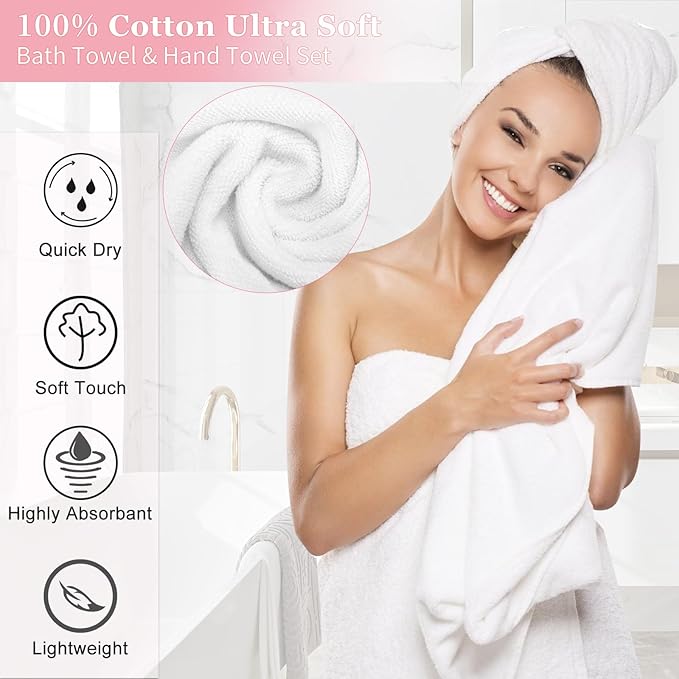 32PCS White Bathroom Accessories Set with Shower Curtain,Bath Towel,Trash Can,3PCS Lotion Soap Dispenser,Toothbrush Holder,Soap Dish,Tumbler Cup,6PCS Wood Tags Bath Accessories with Tray