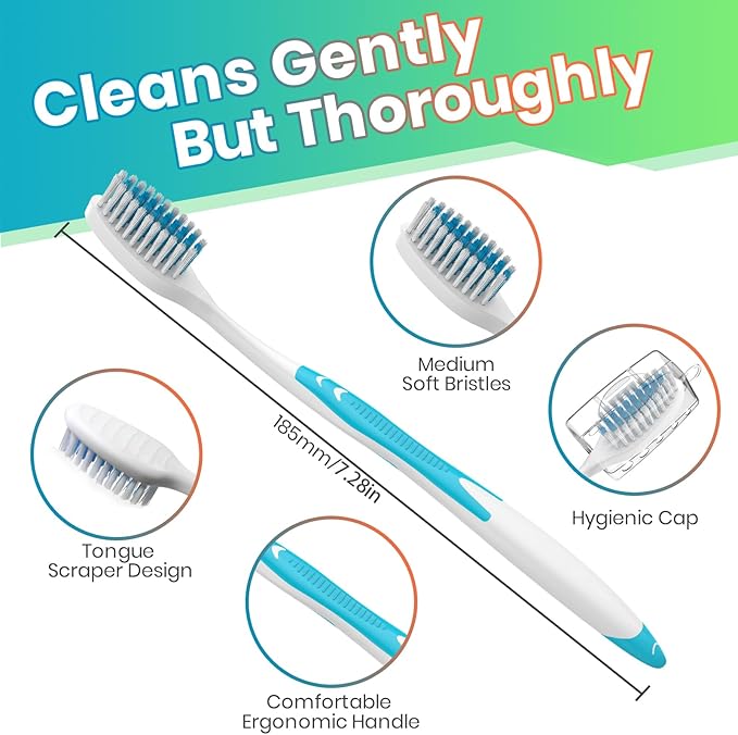 100 Bulk Toothbrushes Pack with Covers, Individually Wrapped Tooth Brushes for Adults & Kids, Disposable Toothbrush for Travel, Donations, Hotels, Medium Soft Toothbrushes with Hygienic Cap