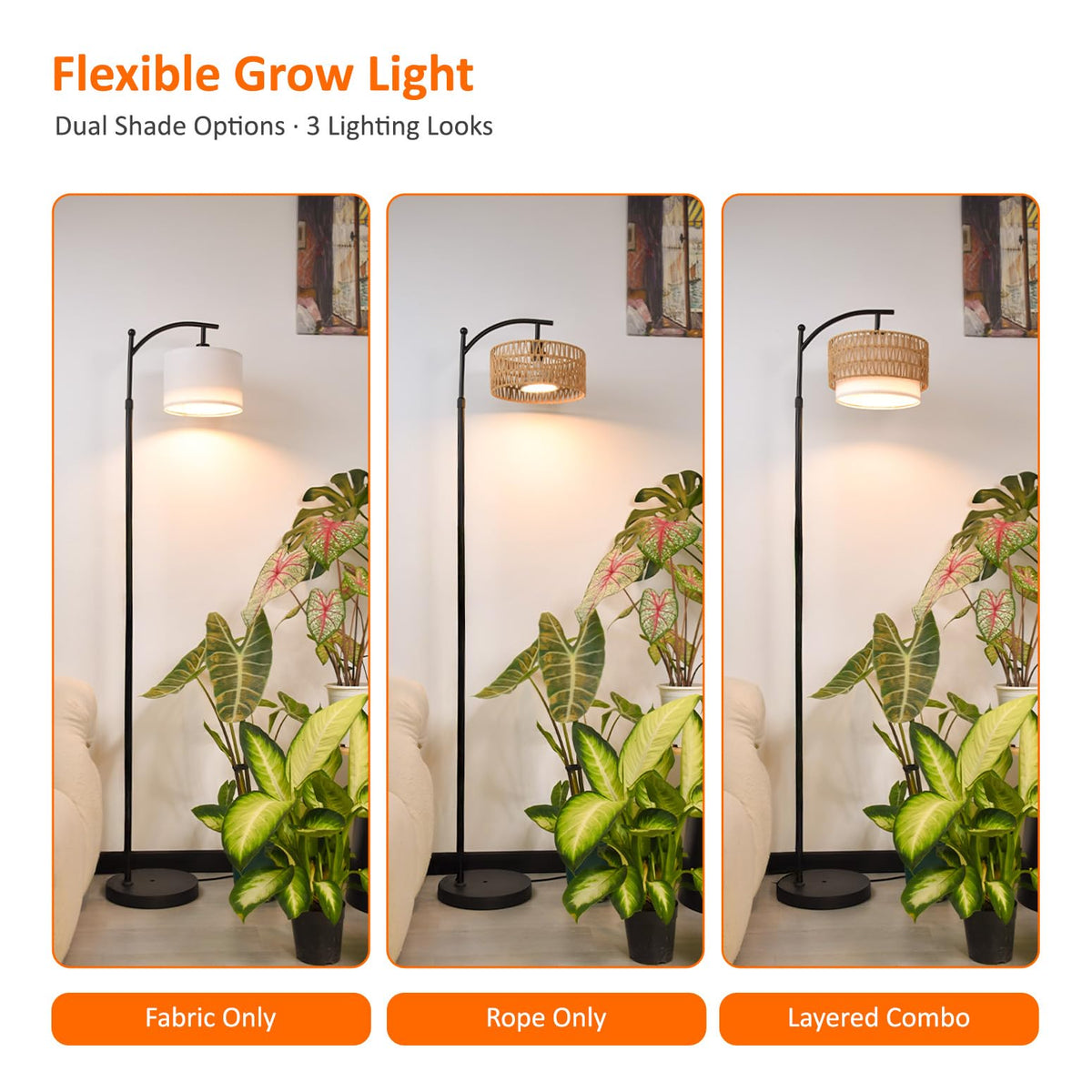 Bstrip Standing Grow Light for Indoor Plants, 65-72.8in Adjustable Height