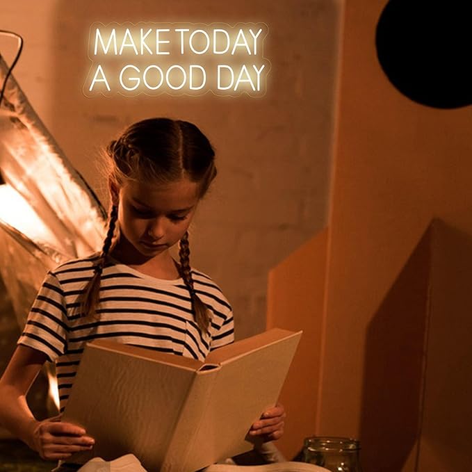 Make Today A Good Day Neon Sign Positive Led Neon Light for Wall Decor Inspirational Light Sign Wall Art LED Neon Light Up Sign for Party Wedding Birthday School Gym