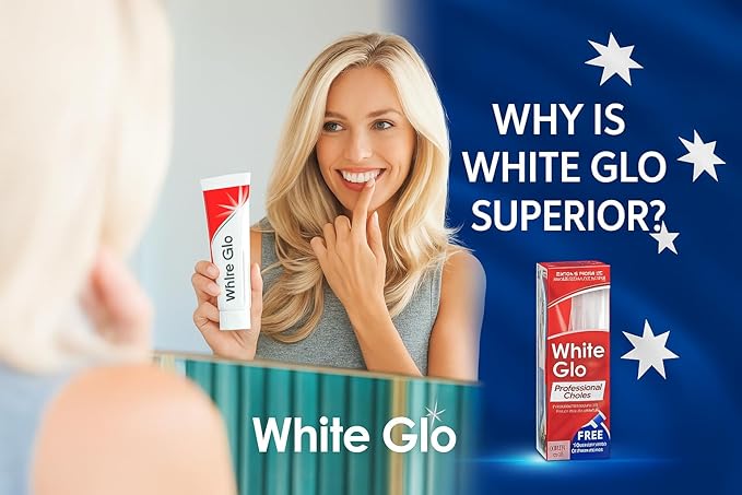 White Glo Extra Strength Whitening Toothpaste Professional Choice 100ml - 2 Packs with Sanitral 50 Pcs Dental Floss Stick Included as a Gift