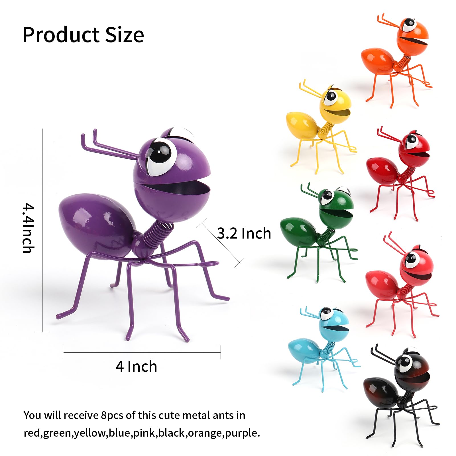 Cruis Cuka Metal Yard Art Garden Decor for Outside Cute Ants Yard Decorations Outdoor Lawn Ornaments Backyard Gifts for Mom - Set of 8