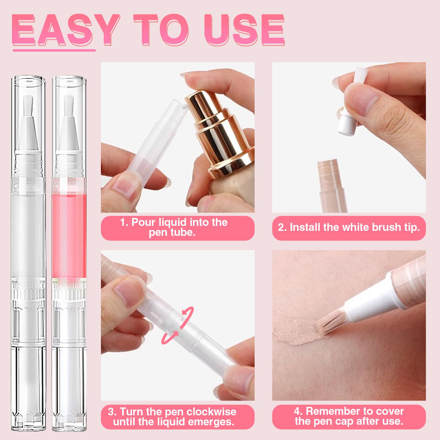 DupakSYS 3ml 50Pcs Nail Oil Pen, Empty Cuticle Oil Pen For Nail Growth