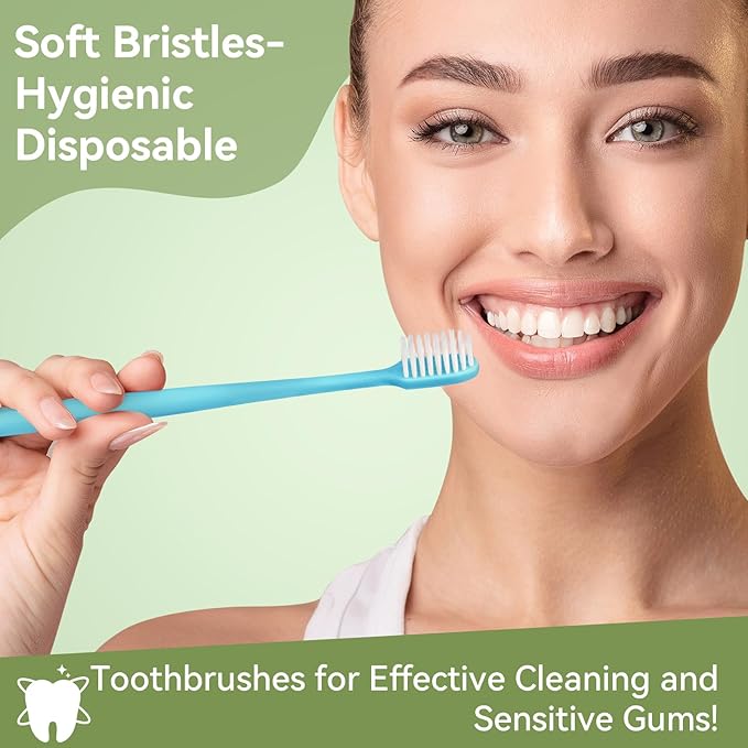 40 Pack Disposable Toothbrushes Bulk – Individually Wrapped Soft Bristles Single Use for Adults & Kids, Travel Hotel Guest Dental Office Donation Emergency Hygiene,Minimalist Design 5 Colors