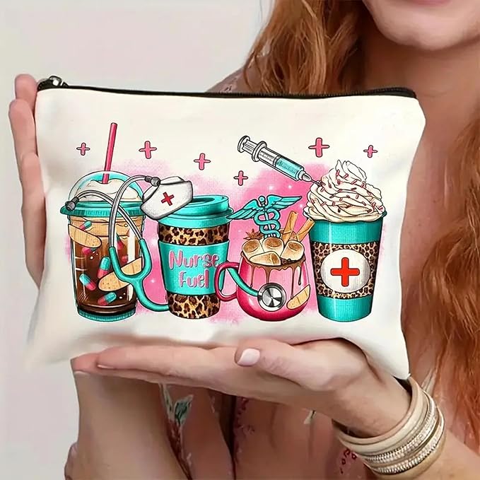 GRITOSE Fashion Nurse Makeup Bag Leopard Print designs Nurse Accessories for Work,Survival Kit Cosmetic Bag Nursing,Nurse Gifts for Nursing Student,Nurse Accessories with Zipper