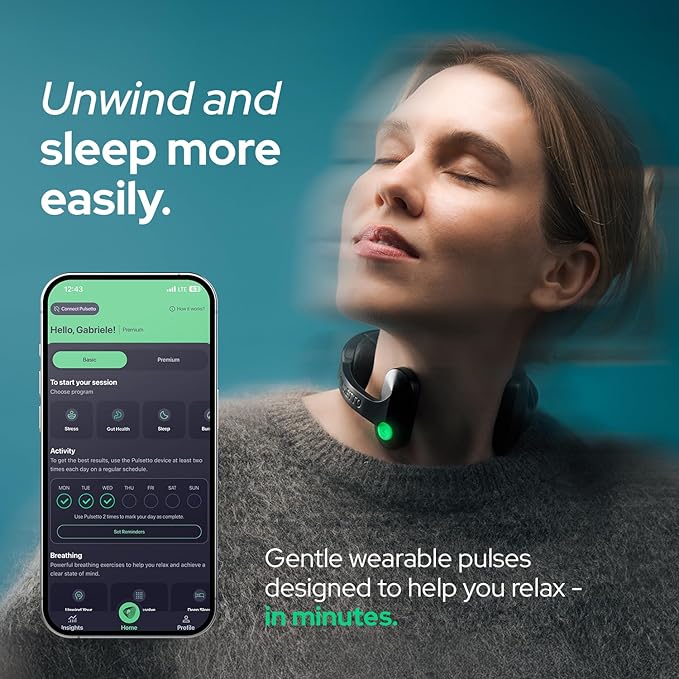 Pulsetto FIT Wellness Wearable with Vagus Nerve Support – Patented Neuro Technology for Relaxation, Stress Balance, Focus, and Restful Sleep