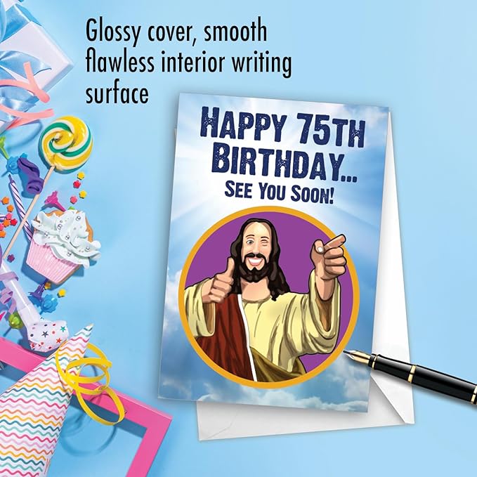 NobleWorks Hysterical 75th Milestone Birthday Greeting Card with 5 x 7 Inch Envelope (1 Card) See You Soon - 75 C10006MBG
