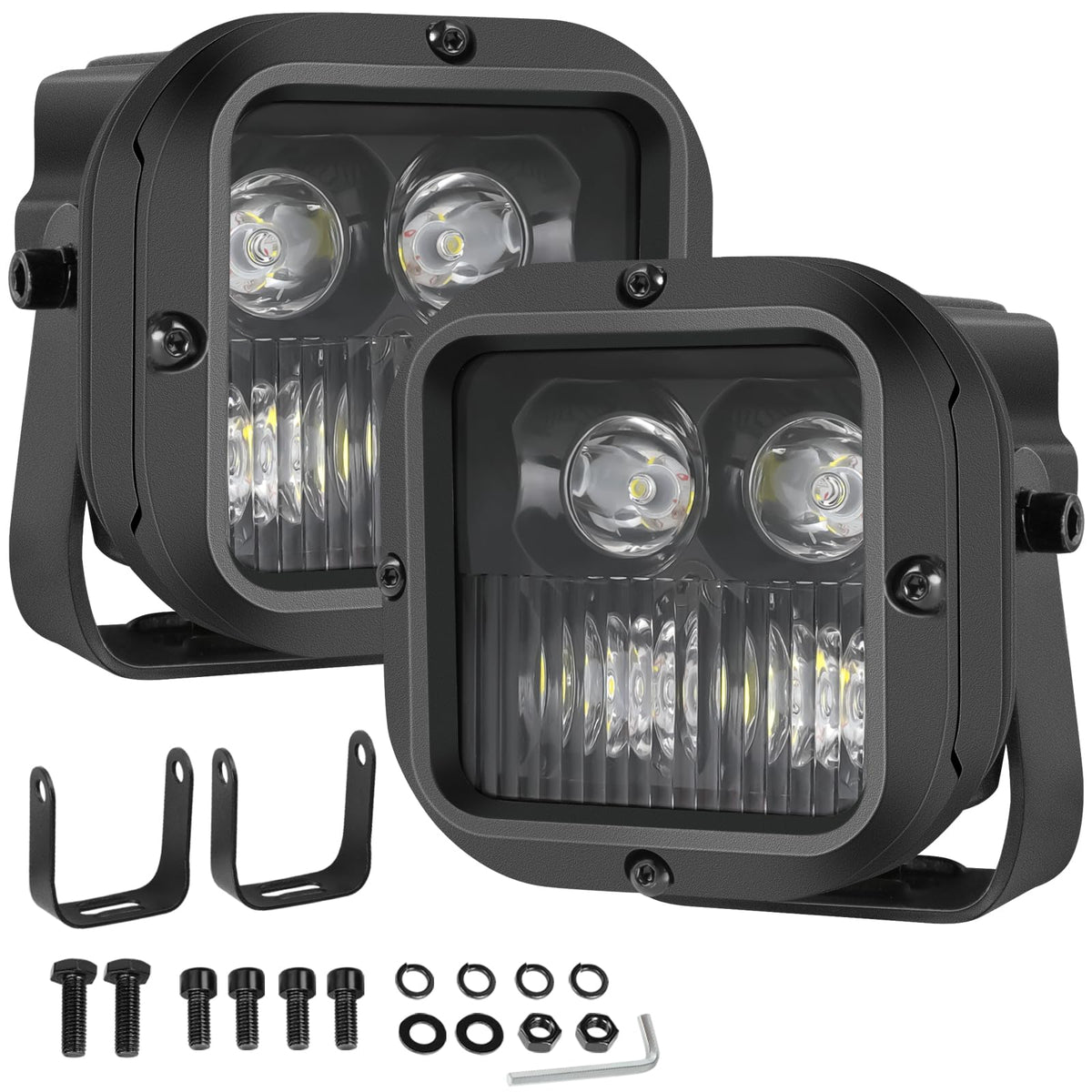 Lumimotor X-Series 3 Cube CREE LED Pod Lights 2Pcs, 2026 New Spot Flood Combo Beam Offroad Ditch Fog Lights Driving Light Bar