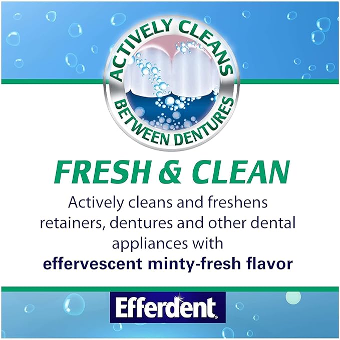 Efferdent Retainer Cleaning Tablets, Denture Cleaning Tablets for Dental Appliances, Minty Fresh & Clean, 44 Count (Pack of 5)