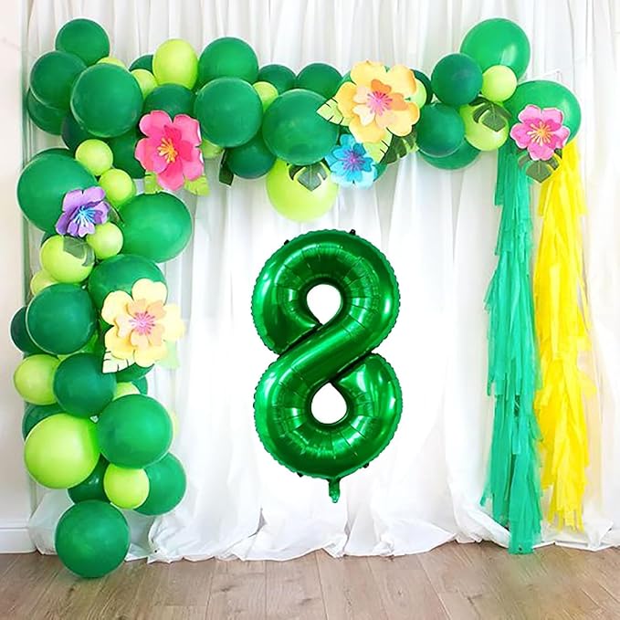 Green Number Balloons, 40 Inch Dark Green Balloon 8.8 Helium Balloon 8th Birthday for 8 Years Birthday Party Wedding Anniversary Decoration Children Girls Boys