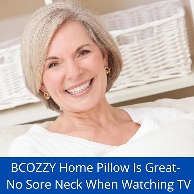 BCOZZY Flat Back Travel Neck Pillow – Patented Neck Pain Relief & Support for Head, Neck, and Chin. Ideal for Airplanes, Long Flights, Car Rides. Adjustable, Washable, with Carry Bag. Large, Navy