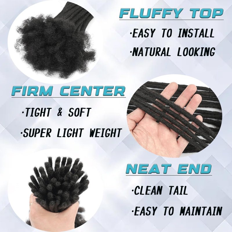 Luckroce Human Hair Loc Extensions Human Hair 8 Inches 30 Strands 0.2cm Width Handmade Permanent Dreadlock Extensions Human Hair For Women, Men Can Be Dyed,Curled And Bleached (8 Inch,Natural Black)