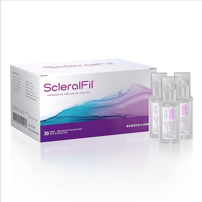 ScleralFil Preservative Free Saline Solution for Scleral Lenses, Buffered Isotonic Rinsing & Insertion Solution for Soft and Rigid Gas Permeable Contacts, Single-Use Vials, 30 Count