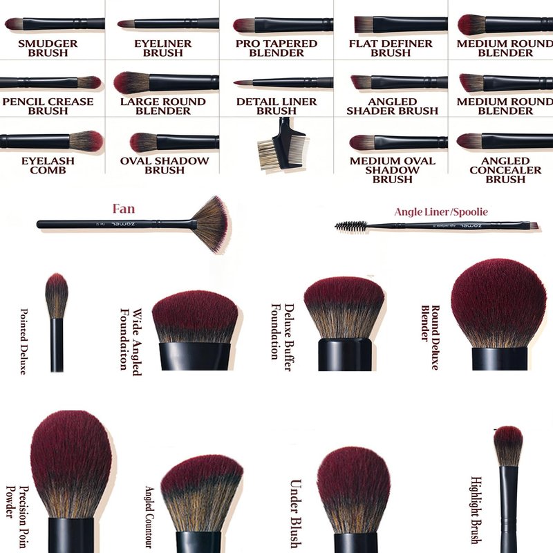 ZAMEL 26Pcs Premium Black Make up Brushes Set With Travel Bag,ULTRA SOFT Hair Makeup Brush pack Contains large powder Blending Make up Brush set Blush Face Brush Concealers contour Eyeshadow