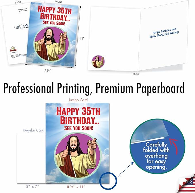 NobleWorks - 35th Funny Birthday Greeting Card (8.5 x 11 Inch) - 35 Years Old, Big Milestone Birthday Humor Card from Group - See You Soon 35 J9402MBG
