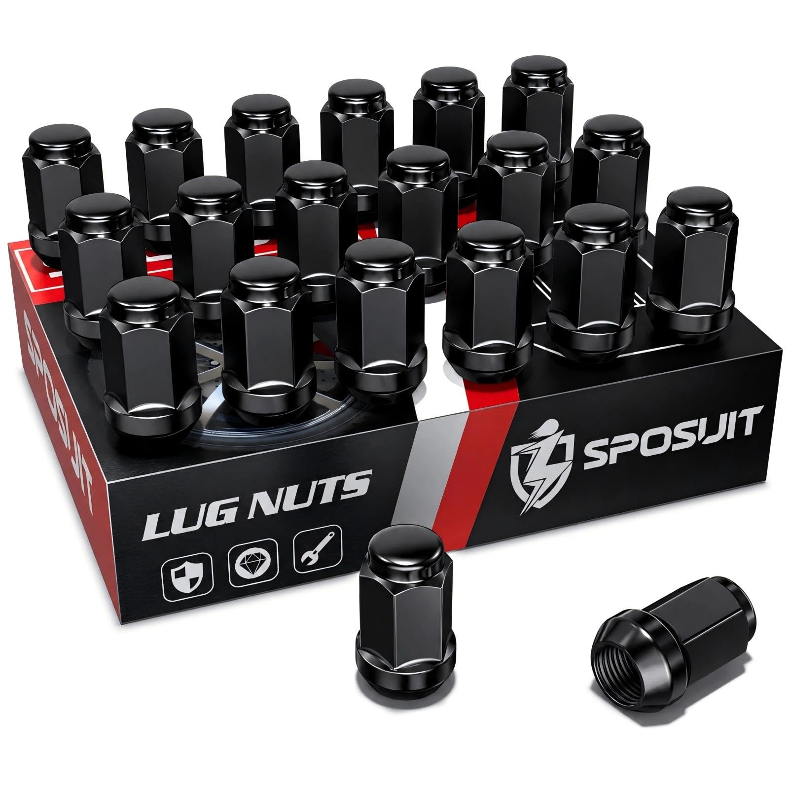 Sposuit 1/2-20 Lug Nuts - Replacement for 1974-2001 Jeep Cherokee, 2002-2013 Liberty, 2007-2018 Wrangler, 1993-2010 Grand Cherok