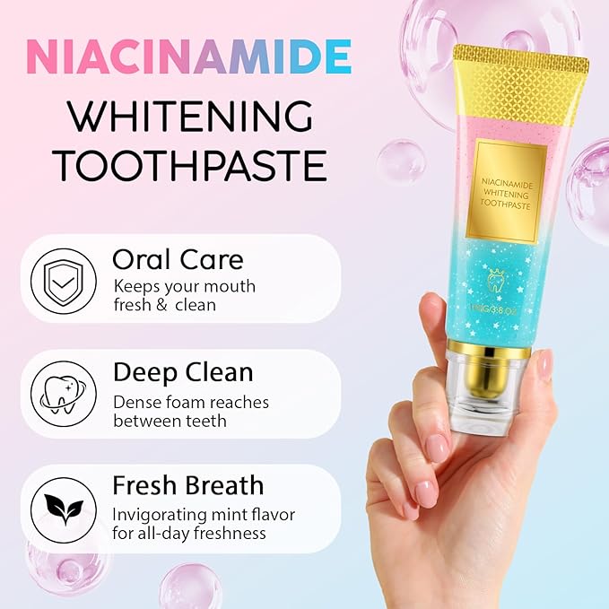 Niacinamide Whitening Toothpaste, Complete Care Toothpaste，Remove Tartar,Remove Tooth Stains,Protects Tooth Enamel,Fresh Breath(3.8 Fl Oz (Pack of 2))