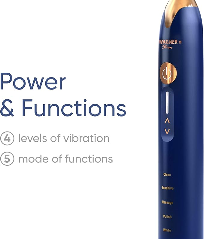 Wagner Stern. Duette Series. 2 Electric toothbrushes with Pressure Sensor. 5 Brushing Modes and 4 Intensity Levels, 10 Dupont Bristles, 2 Premium Travel Cases. (Pink/Blue)