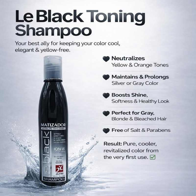 Le Black Purple Toning Shampoo – Shampoo for Blonde Hair, 8.45 Fl Oz, Formal Tone, Black/Platin – Enhance and Maintain Vibrant Blonde Shades with a Premium Hair Care Formula