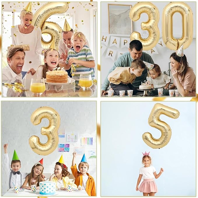 40 inch White Gold Number Balloon Giant Foil Helium Balloons Champagne Gold Number 1 Balloon for 1st Birthday Party Decorations