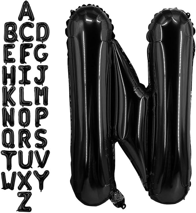 40 Inch Black Letter N Balloons, DIY Phrase Foil Alphabet Letter N Balloons DIY Word N Banner for Birthday Anniversary Celebration Graduation Party Supplies Decoration