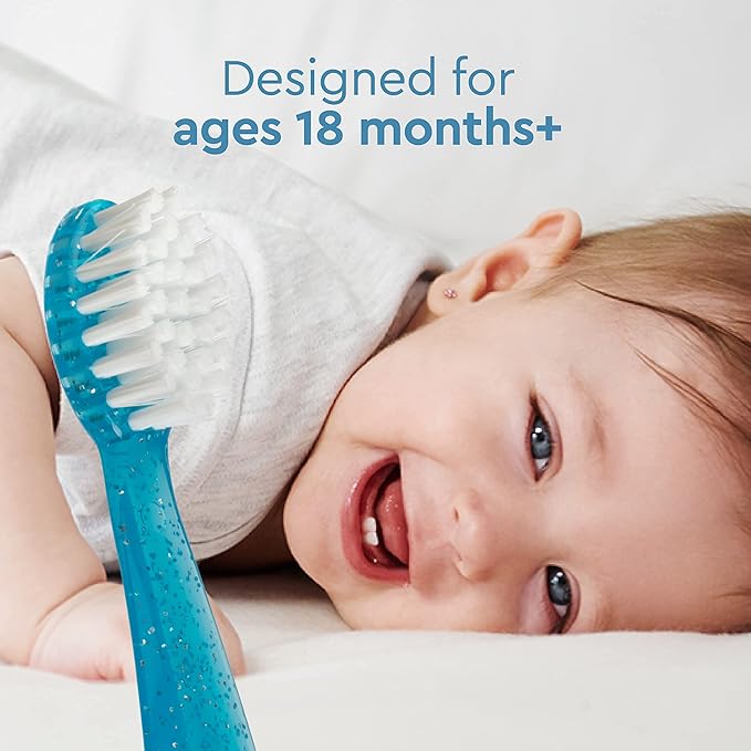 RADIUS Totz Toothbrush Extra Soft Brush BPA Free & ADA Accepted Designed for Delicate Teeth & Gums for Children 18 Months & Up - Green Sparkle - Pack of 1
