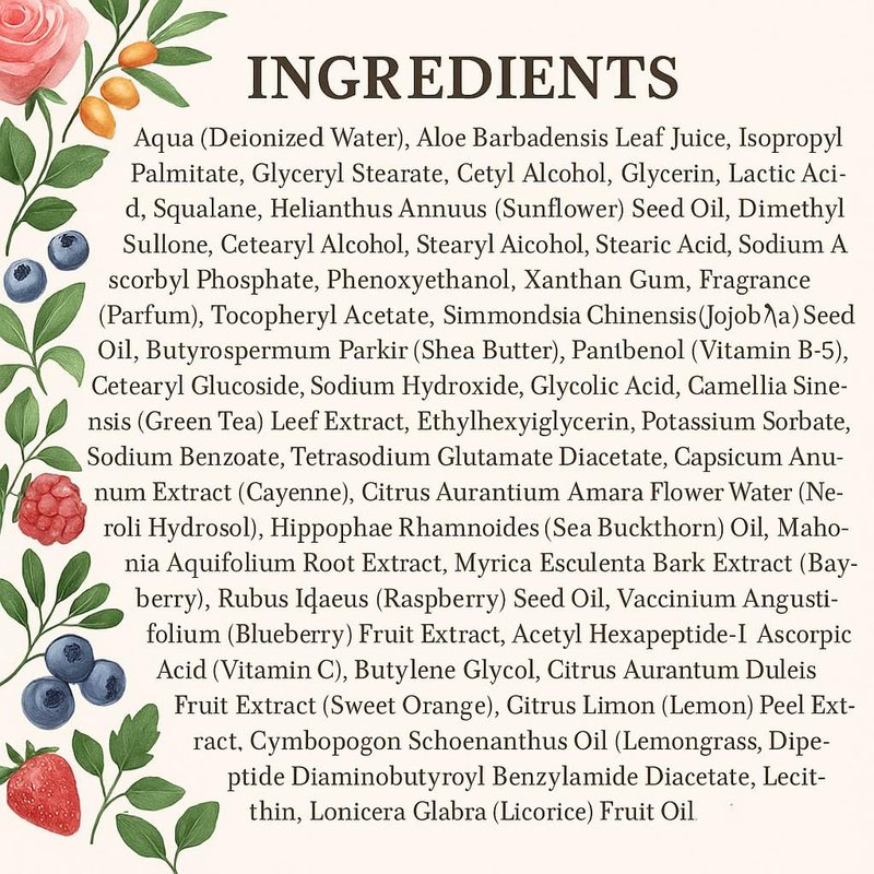 Hope Ridge Naturals Rose Tea Renewal Moisturizer, Antioxidant Daily Face Cream with Green Tea, Rosehip Oil, Vitamin C, CoQ10, Peptides, 2 oz / 60 ml