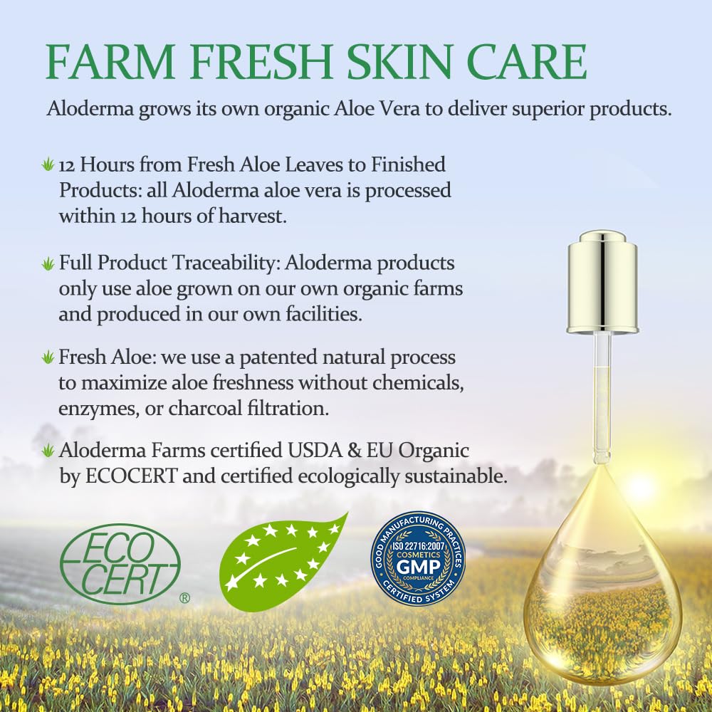 Aloderma Refreshing Hydrating Mister - Made with Fresh Organic Aloe Vera Juice within 12 Hours of Harvest, Lightweight Fine Mist Facial Spray Perfect for Summer- Instant Skin Hydration, 120ml/4.23Oz