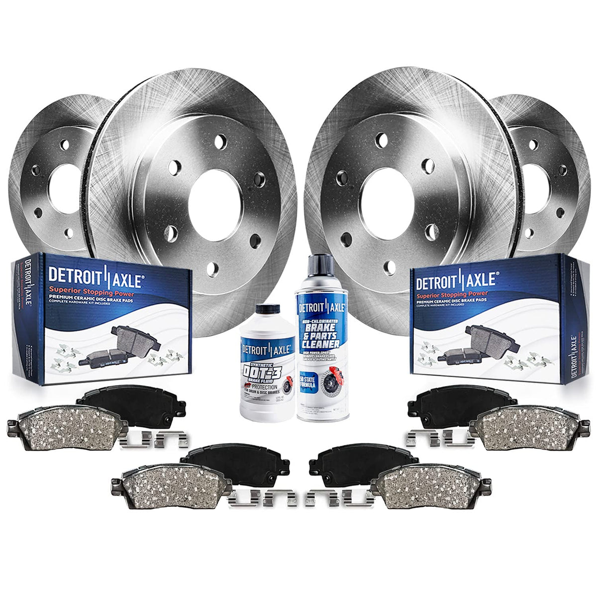 Detroit Axle - Brake Kit for 6 Lug Ford F-150 2009 Disc Brake Rotors Ceramic Brake Pads Front and Rear Replacement