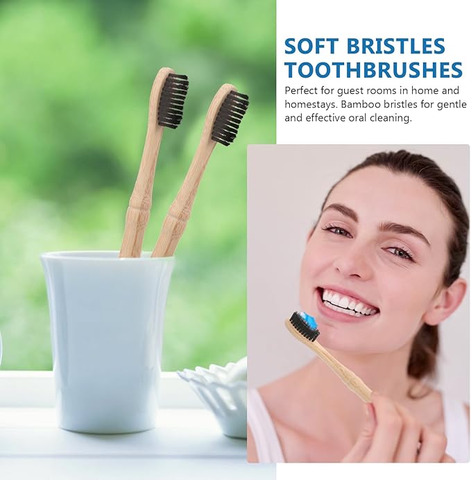 VICASKY 4pcs Toothbrush Set with Extra Soft Bristles, Black Curved Head Design, Portable Eco-Friendly Manual Toothbrushes for Adults, Travel Use, Soft Handle