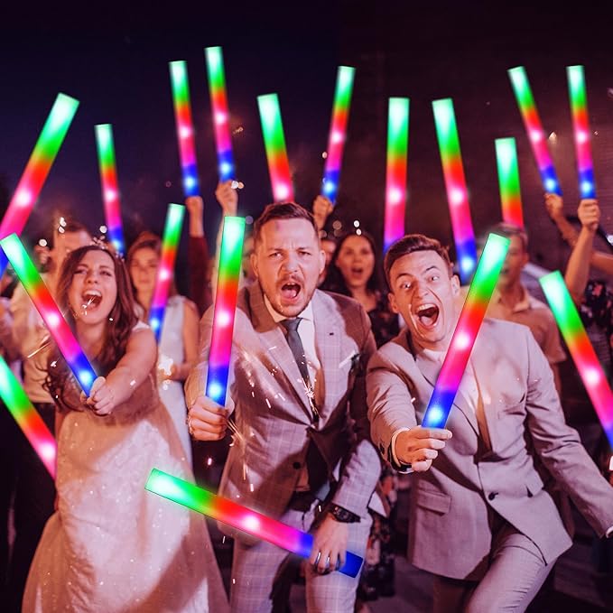 150 PCS Led Foam Sticks, Bulk Glow Sticks with 3 Colors Flashing, Light Up Baton Wands for Kids, Glow Sticks Party Supplies for party, Wedding, Raves, Concert, Camping, Sporting Events