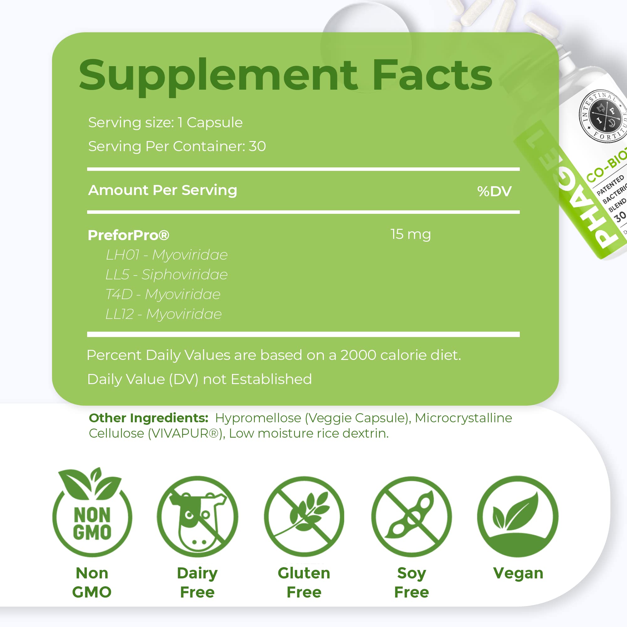 Intestinal Fortitude Phage 1 - Ultimate Gut Health Supplement, Total Restore Intestinal Defense, Patented Bacteriophage Blend for Gut Support, Digestive & Immune System Health, Destroy Bad Bacteria