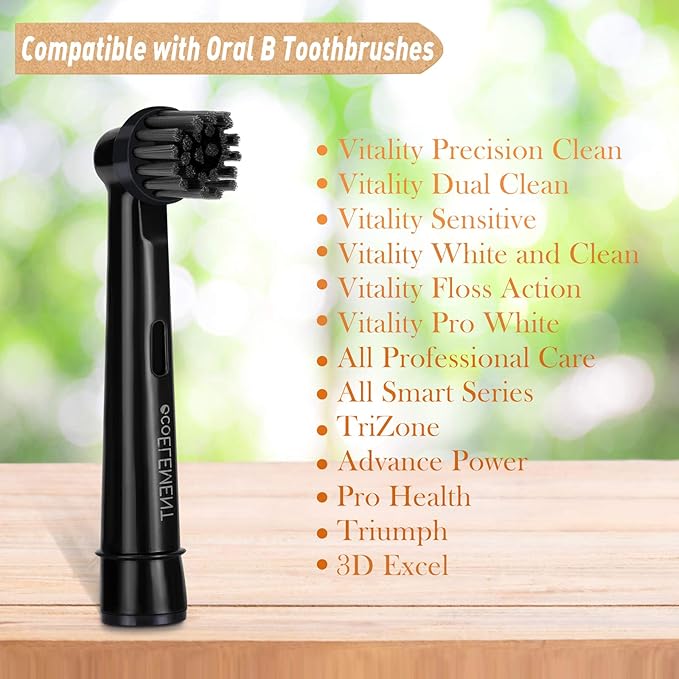 Replacement Toothbrush Heads Compatible with Oral B - ecoELEMENT 4 Pack Electric Toothbrush Heads Brush Heads Recyclable Charcoal for Oral Hygiene Soft Sensitive Professional Toothbrush Heads