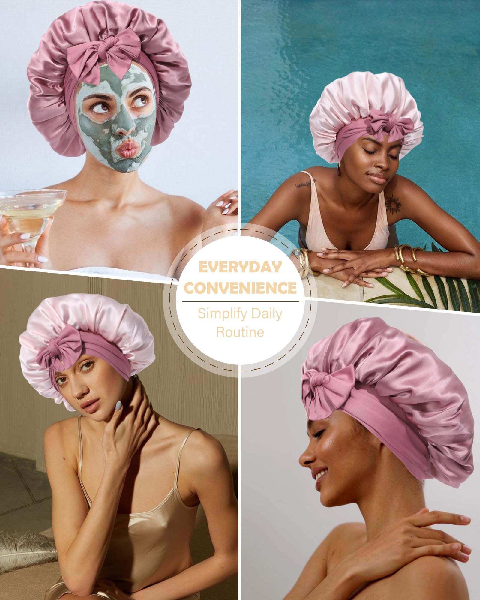 HAIMEIKANG Double-Sided 100% Mulberry Silk Bonnet & Shower Cap for Women - Premium Silk Sleep Cap for Hair Care - Comfortable & Stylish for Everyday Use and Travel