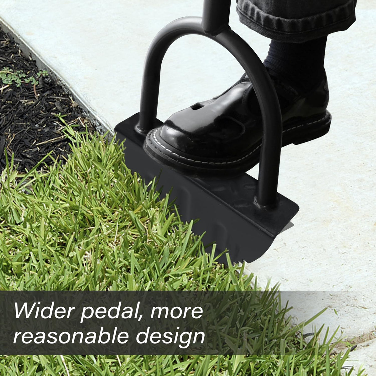 Byhagern Professional Edge Lawn Tool, Heavy Duty Steel Half Moon & Saw-Tooth Blade for Clean Borders, Long Handle Reduces Back Strain, Manual Edger Ideal for Garden Edges, Sidewalks, Flower Beds