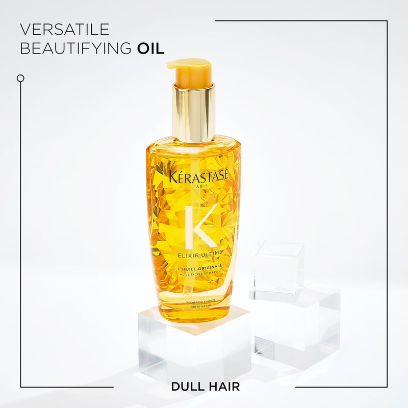 KERASTASE Elixir Ultime L'Huile Original Hair Oil | Hydrating Oil Serum to Smooth Frizz and Add Shine | Nourishes With Argan Oil, Camellia Oil & Marula Oil | For All Hair Types
