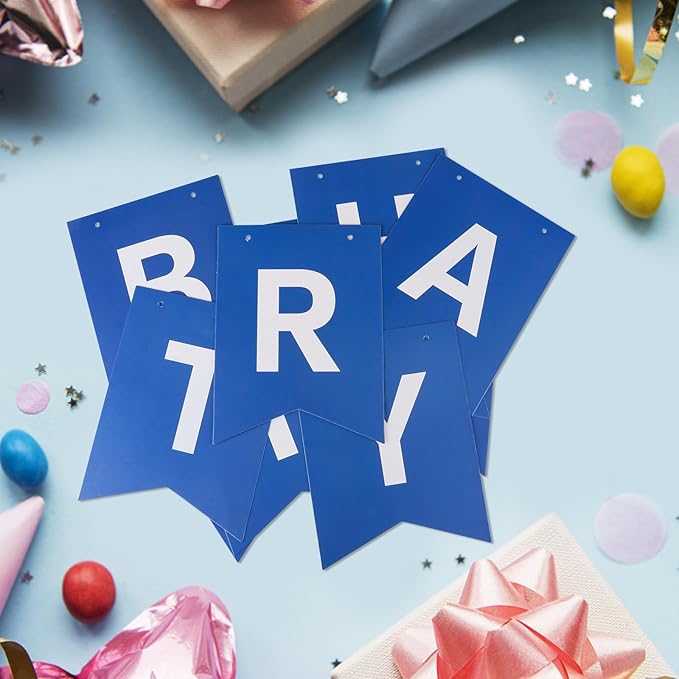 Navy Blue Happy Birthday Banner Sign Happy Birthday Bunting Banner Garland for Men Boy Baby Kids 1st Birthday Tea Party Decorations Bunting Flag Birthday Party Supplies