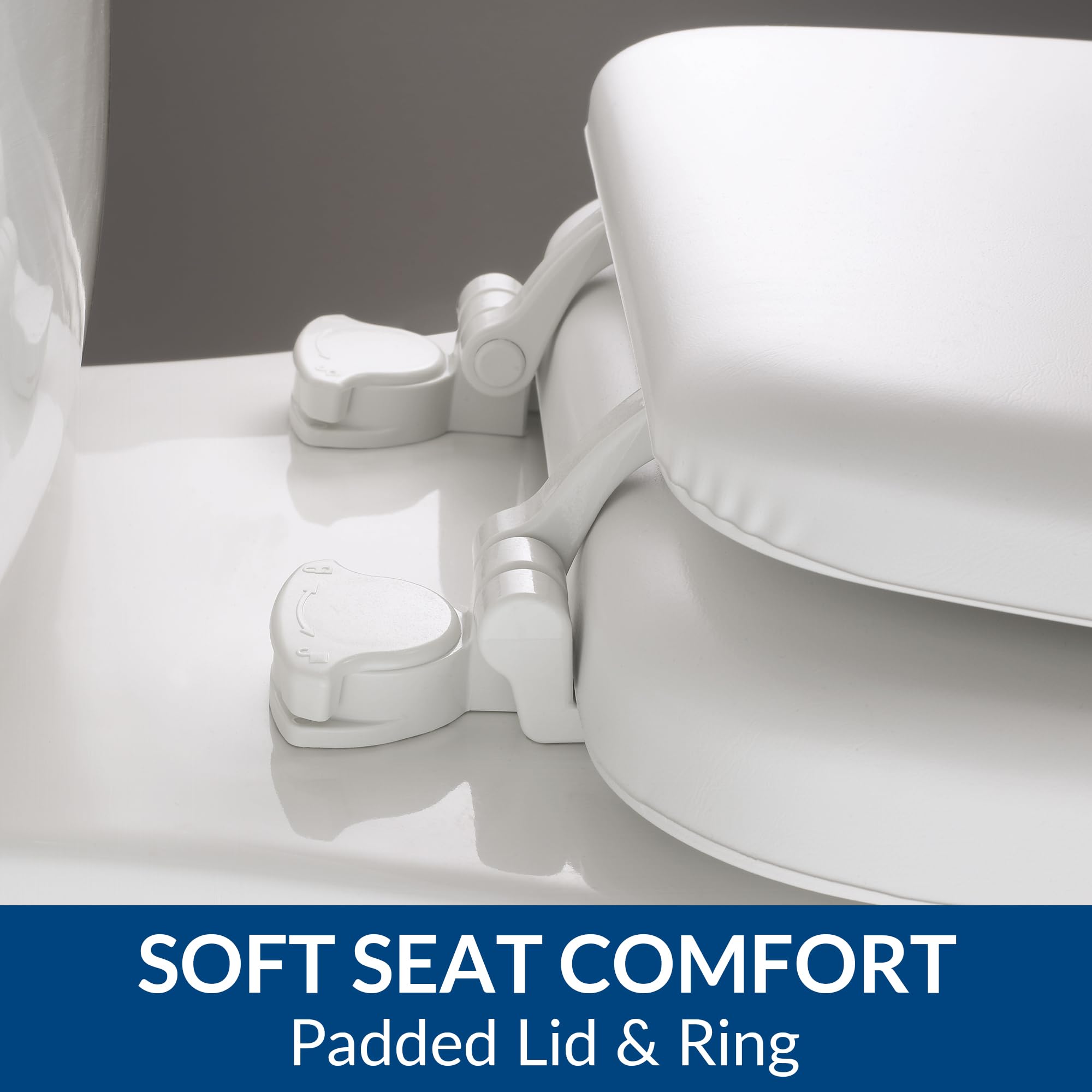 Mayfair Padded Toilet Seat, Cushioned Soft Vinyl over Wood Core Seat, Secure Hinges, Easy Clean, Made in USA, Round, White