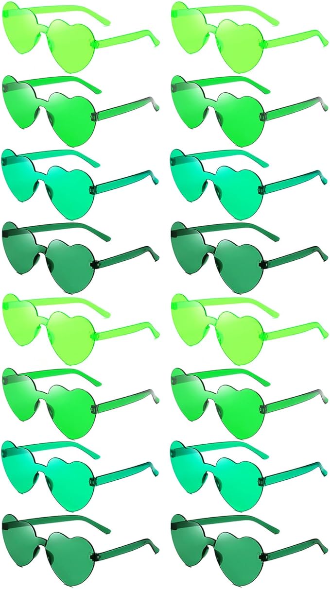 16 Heart Rimless Sunglasses Retro Colored Party Glasses Bulk Gradient Transparent Fun Eyeglasses for Unisex Adult