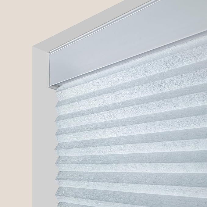 CALYX INTERIORS Cellular Honeycomb Shade, Light Filtering, Cordless, 3/8" Single Cell, 27.5" W x 60" H, White