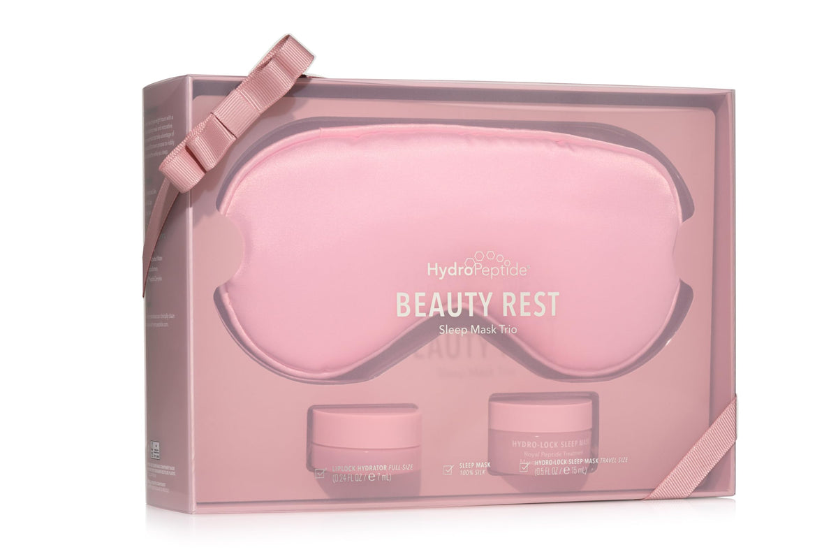 HydroPeptide Beauty Rest, Sleep Mask Trio Set: Hydro Lock Sleep Mask, LipLock Hydrator & 100% Silk Sleeping Mask