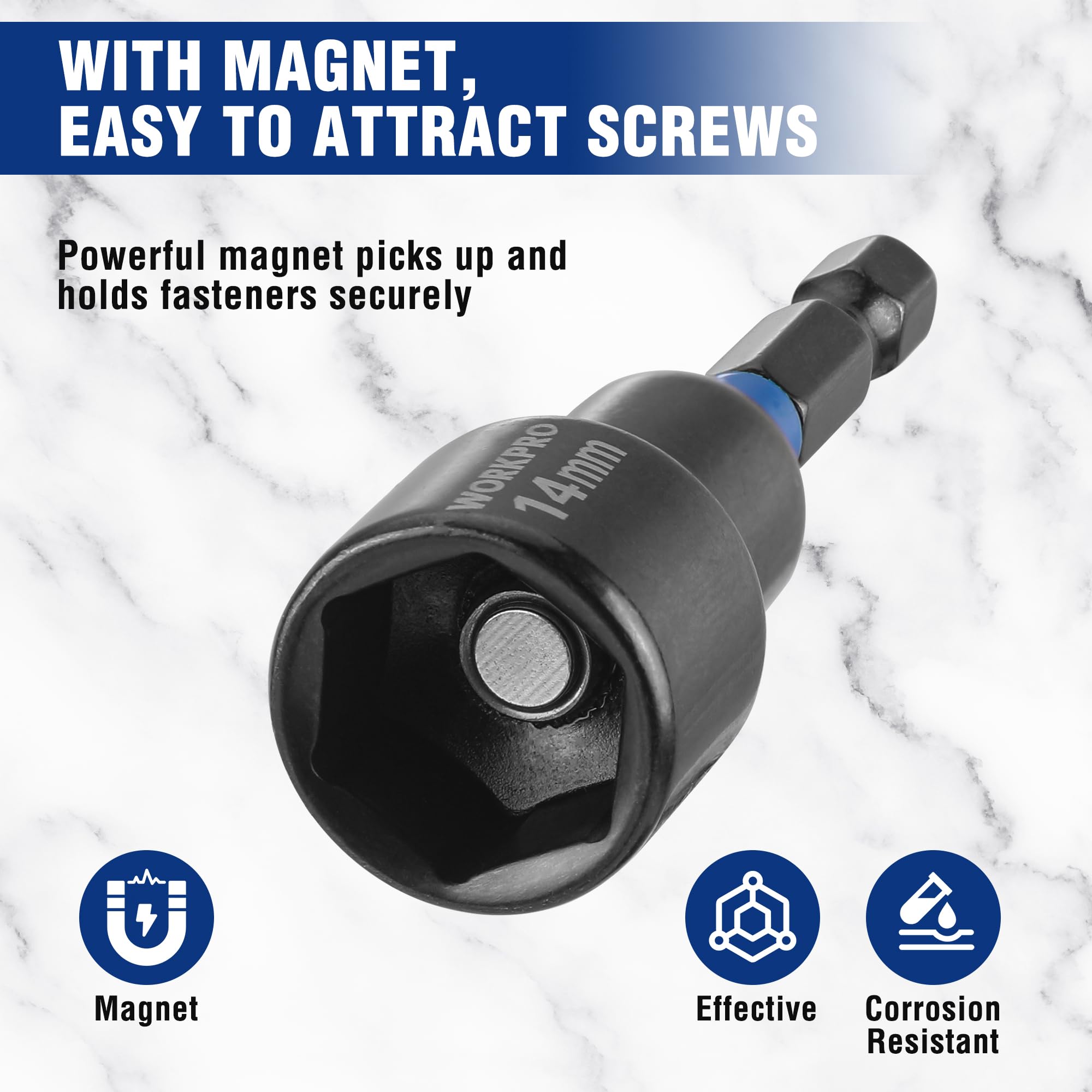 WORKPRO 27 PCS Magnetic Nut Driver Set with Quick-Release Extensions