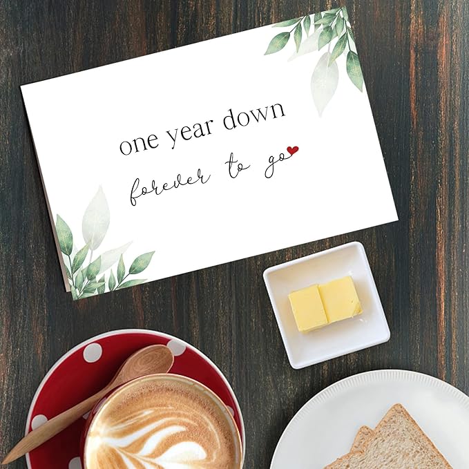 Qiliji Romantic 1st Anniversary Card, Happy 1st Anniversary Card for Him Her, First Year Wedding Anniversary Card, 1 Year Down Forever To Go