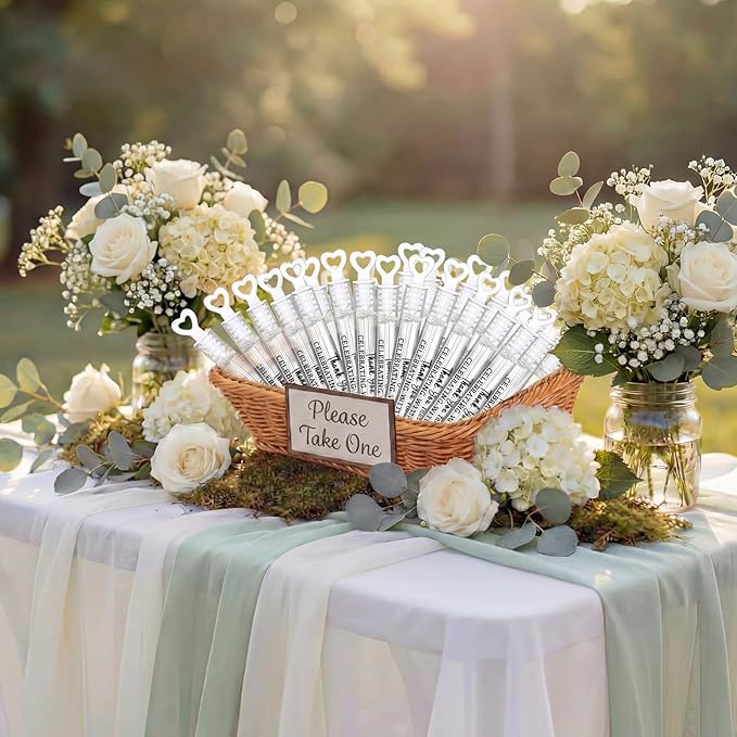 50 Packs Thank You for Celebrating with Us Bubbles Wedding Proposal Table Decorations White Heart Bridal Shower Favors Guests Gifts for Wedding Engagement Birthday Party Supplies(Black)