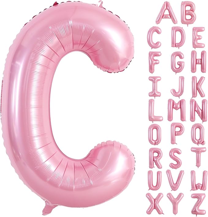 TONIFUL 40 Inch Large Pink Letter C Balloons Giant Foil Mylar Alphabet Balloon for Birthday Party Anniversary Baby Shower Wedding Supplies Decorations