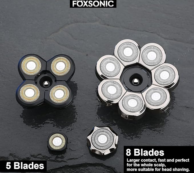 FOXSONIC 8 Blades Head Shaver Replacement Heads for Many Main Brands Electric Shaver Razor Bald Men