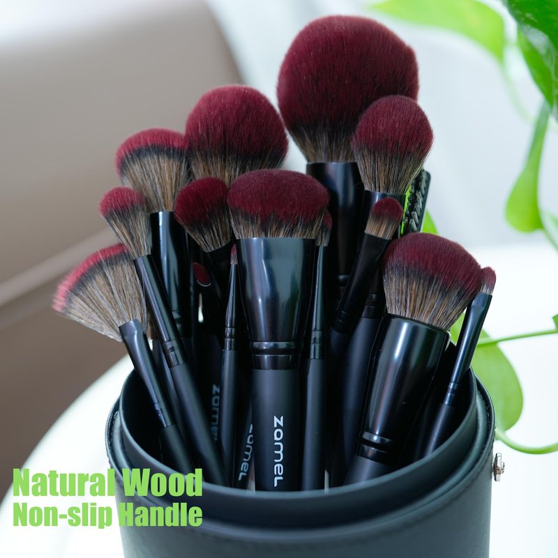 ZAMEL 26Pcs Premium Black Make up Brushes Set With Travel Bag,ULTRA SOFT Hair Makeup Brush pack Contains large powder Blending Make up Brush set Blush Face Brush Concealers contour Eyeshadow