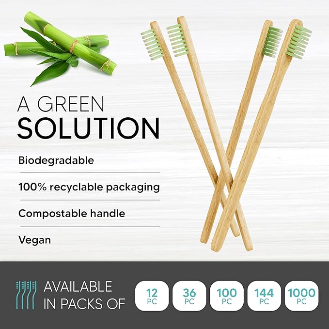 12 Pack Disposable Bamboo Toothbrushes with Toothpaste Built in - Prepasted Toothbrushes Individually Wrapped - Single Use Waterless Tooth Brush with Soft Bristles for Hotel, Camping, Travel