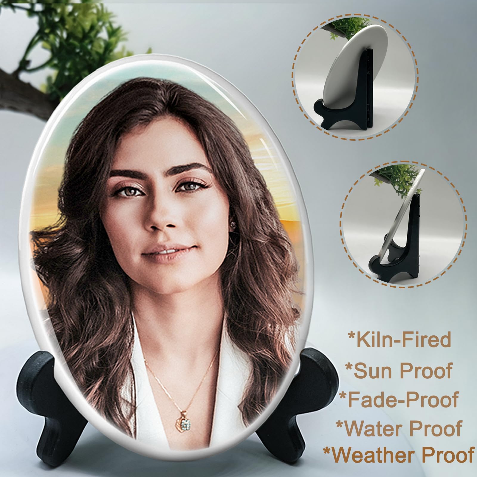 Personalized Porcelain Photo Memorial Garden Stones, Headstones for Graves, Waterproof Outdoor Picture, Photo Plaques for Cemetery, Custom Cameo Insert, Ceramic Picture for Gravestones Grave Markers